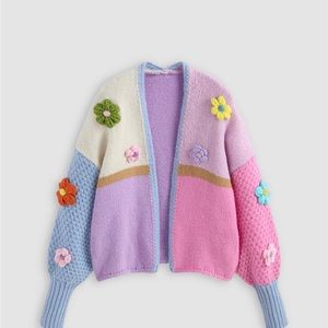 Floral Crochet Knitted Cardigan